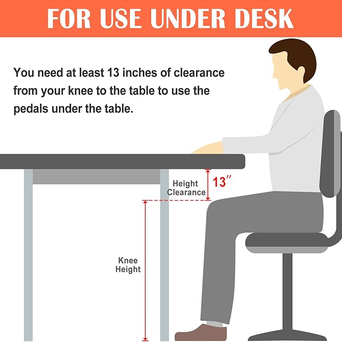 TABEKE Pedal Exerciser, Under Desk Bike Stationary Pedal Exerciser for Arm and Leg Workout, Portable Folding Sitting Desk Cycle,Black