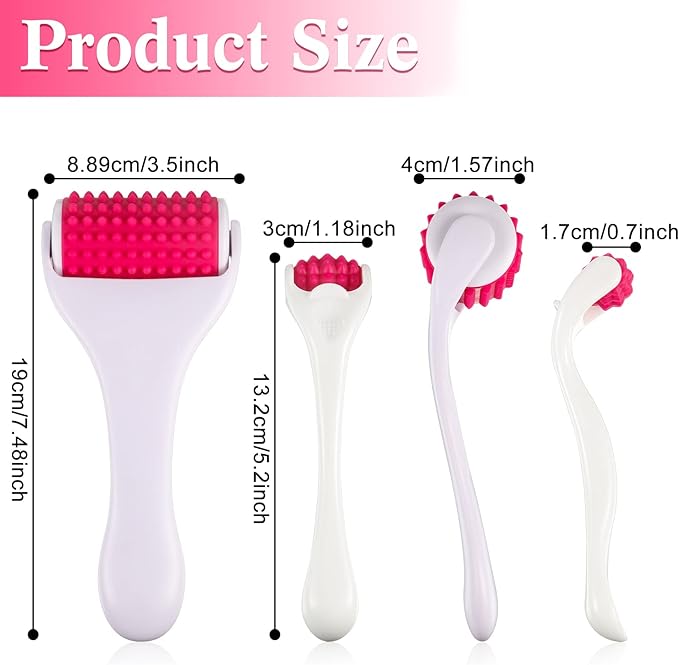 Tondiamo 2 Pcs Muscle Roller Gifts Stick Fascia Body Cellulite Face Muscle Massage Roller Manual Massage Tools for Relief Neck Arm Back Leg Body Deep Release(White,Silicone)