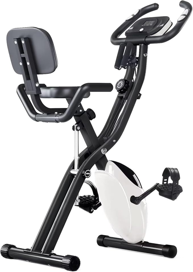 Merax Workout Bike For Home - 2 In 1 Recumbent Exercise Bike and Upright Indoor Cycling Bike Positions, 16 Level Magnetic Resistance Exercise Bike, Foldable Stationary Bike Machine, Fitness Bike