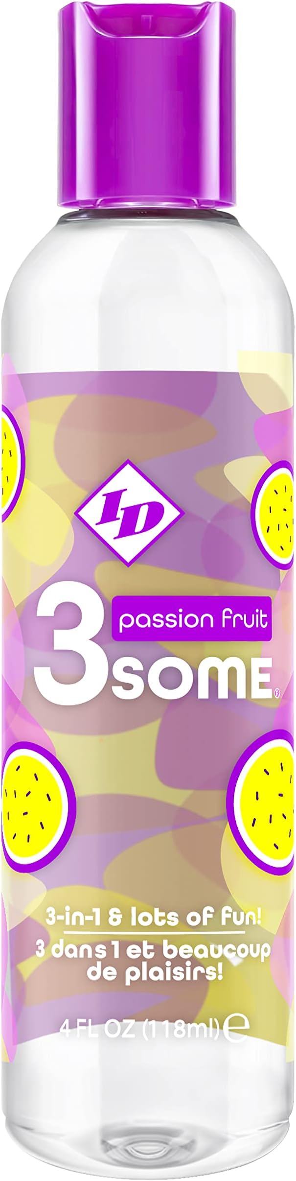 ID Lubricants 3some Flavored Sensual Massage – Passion Fruit Oral Delight & Warming Fun for Couples Pleasure - 4 fl oz 3in1 Sensual Massage Lube
