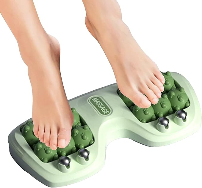 Foot Massager Roller for Plantar Fasciitis Relief, Dual Foot Acupressure Therapy for Pain Relief, Stress Relief and Improved Circulation, Portable Reflexology Tool for Home and Office Use (Orange)