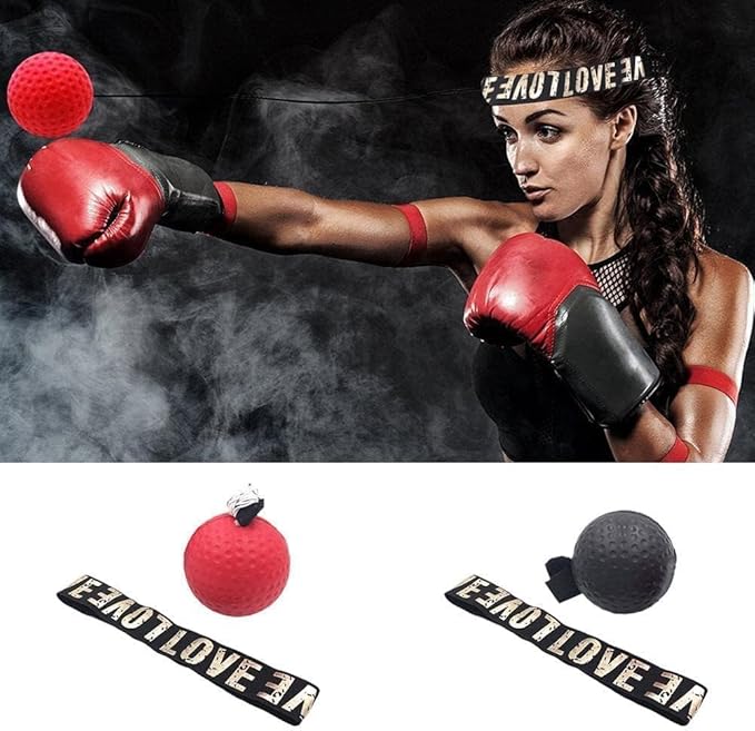 1Pc Red Boxing Reflex Ball,Boxing Equipment for Training at Home,Improve Reaction Speed and Hand Eye Coordination,Boxing Ball with Adjustable Elastic Head Band Speed and Agility,Sports Reaction Balls