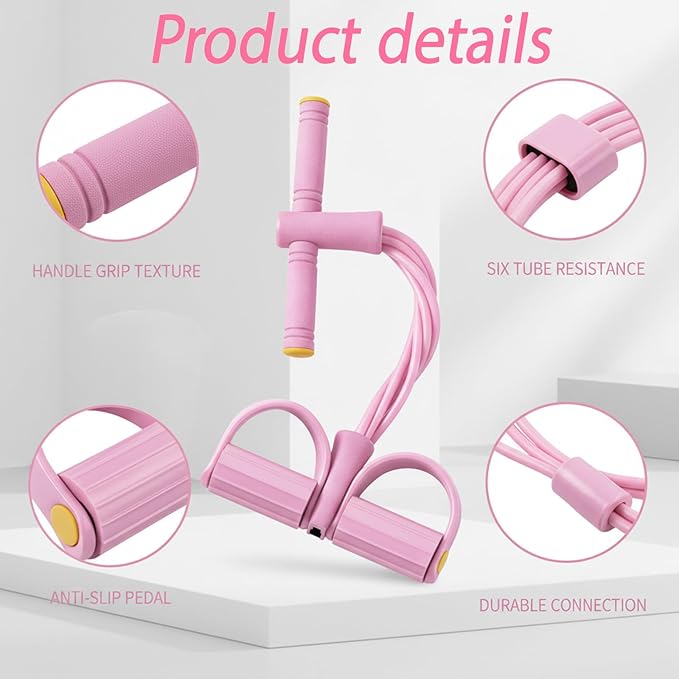 Pedal Resistance Band, Multifunction Pull Up Assistance Bands, 6 Tube Foot Pedal and Handles for Full Body Strength Training, Space-Saving Exercise Solution Home Workout Equipment
