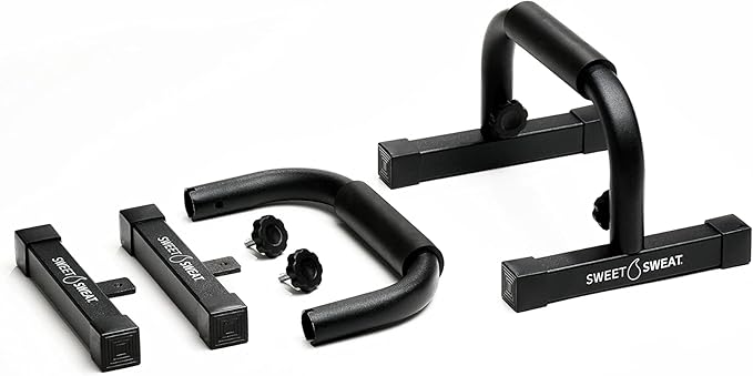 Sweet Sweat Push Up Bars, by Sports Research - Durable, Non-Slip with Comfort Grip - Calisthenics Equipment for Bodyweight Fitness & Strength Training - Floor Stand Pushup Bar Handles for Men & Women
