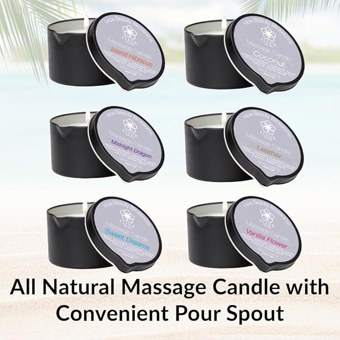 FLEUR DE SPA Massage Oil Candle – 6oz with Pour Spout – Made in USA – All Natural Coconut & Soy Blend – Melts to Warm, Alluring & Hydrating Body Oil – Perfect Spa & Gift Candle (Midnight Dragon)