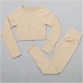Women Gym Suit Fitness Set Sports Clothing Women Gym Clothing Yoga Clothing Yoga Sets Fitness Suit (Color : Khaki, Size : Small)