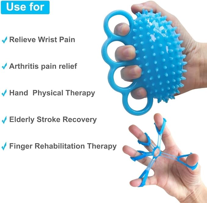 Hand Grip Strengthener Finger Exerciser Ball for Hand Physical Therapy, Stroke, Arthritis, Stress Relief, Muscles Massage, Gifts for Elderly Parents