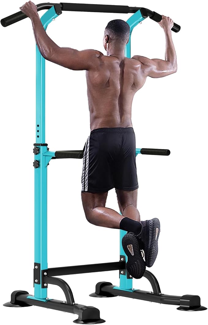 SogesHome Power Tower Pull Up Bar and Dip Station, Height Adjustable Dip Stand Exercise Machine for Home Gym, Multi-Functional Free Standing Strength Training Fitness Workout Station
