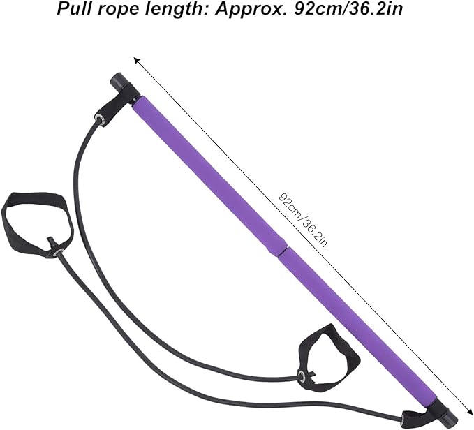 Multifunction Household Elastic Stick Pilates Bar with Pulling Rope, Steel Pipe, Portable 36.2in Fitness Equipment - Versatile Fitness Training, Yoga and Pilates Use, Lightweight