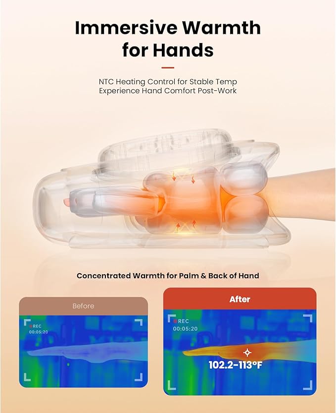 BOB AND BRAD Hand Massager with Heat and Compression, Individual Fingers, FSA-HSA Eligible, Cordless Portable HandSpa Pro Hand Massager for Arthritis and Carpal Tunnel, Pain Relief, 5 Intensities