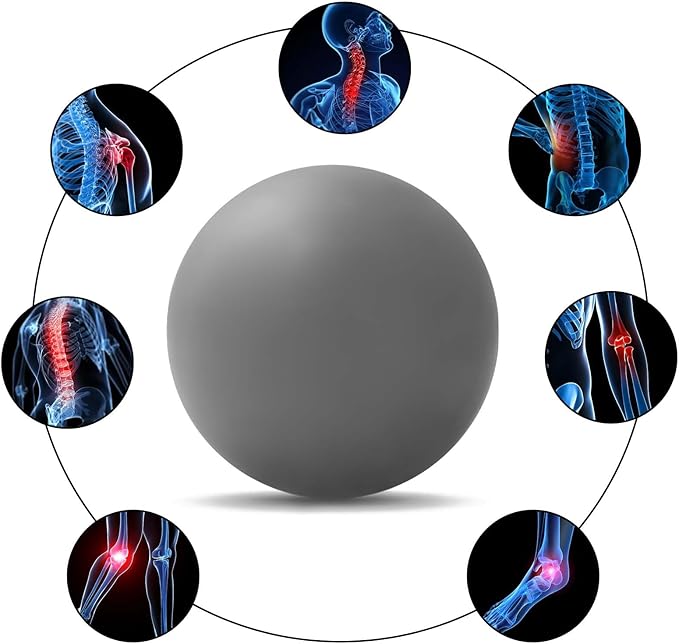 WOVTE Massage Lacrosse Ball for Sore Muscles, Shoulders, Neck, Back, Foot, Body, Deep Tissue, Trigger Point, Muscle Knots, Yoga and Myofascial Release (Grey)