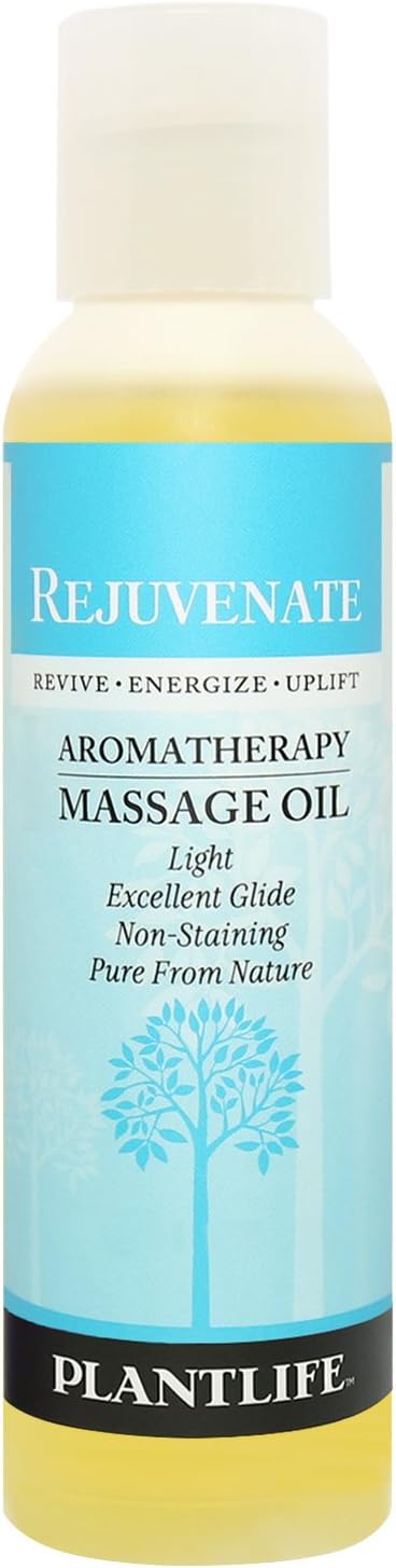 Plantlife Rejuvenate Massage Oil - Absorbs Deeply into The Skin and is Circulated Throughout, Providing Optimum Benefit to The Mind and Body - Made in California 4 oz