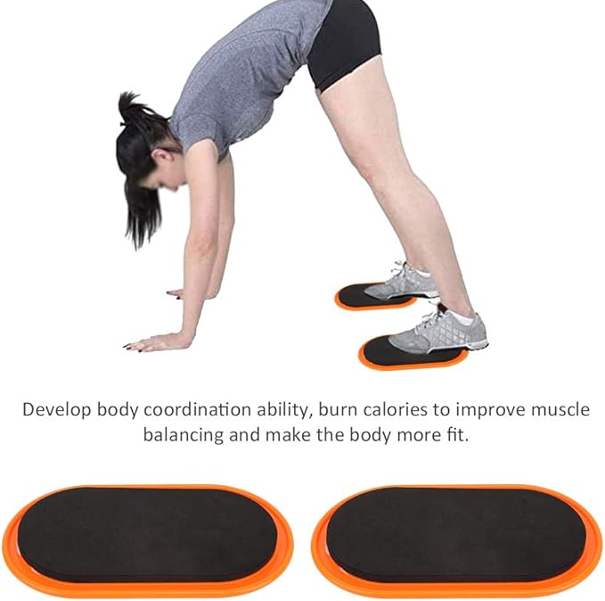 Keenso 2Pcs Exercise Core Slider, Workout Sliding Disc Disks Slider Slide Mat Sports Abdominal Muscle Fitness Equipment (Yellow)
