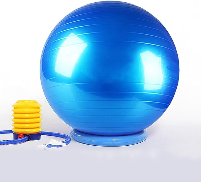 SRNSAEB Exercise Ball Seat for Office Desk Height, Ergonomic Balance Ball Chair Stool for Home/Office/School/Gym/Prolonged Sitting, Height Adjustable Pilates Yoga Ball Chair(Blue,65cm(25 3/5in))