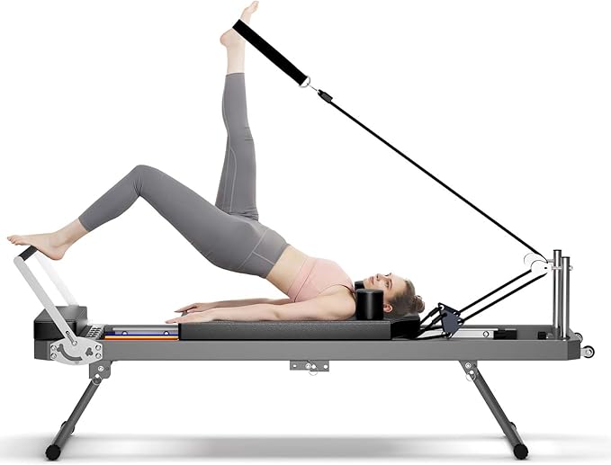 Foldable Pilates Reformer, Pilates Machine & Equipment for Home Use and Gym Workout, Suitable for Beginners and Intermediate Users