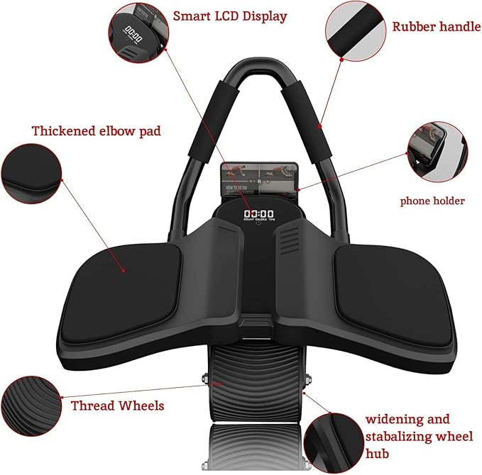 2026 First Ever Calorie Counting Ab Roller High-Performance Abdominal Exercise Machine with Automatic Rebound, Multi-layered Anti-Slip Design & Versatile Exercise Bands
