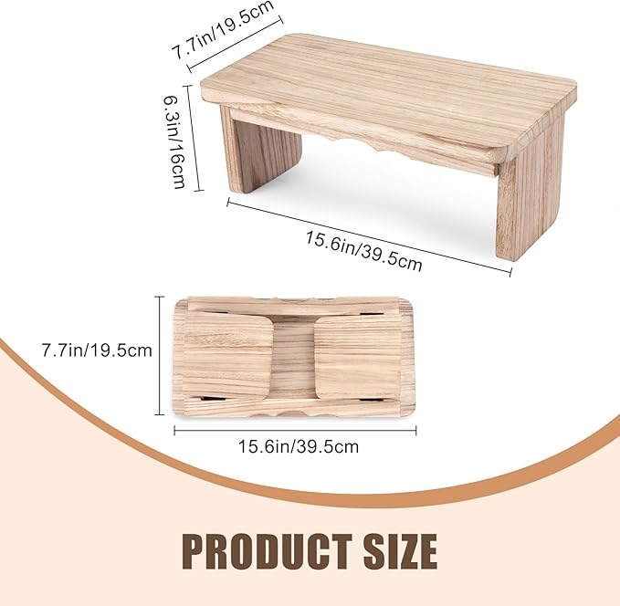 Folding Yoga Meditation Bench - Yoga Kneeling Bench for Adult, Wooden Zen Meditation Stool Kneeling Bench for Yoga Practice (Light Brown)