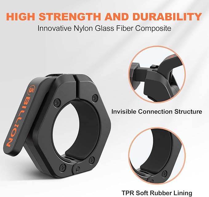 Olympic Barbell Clamps 2 inch Barbell Clips (Pair) Barbell Collars for Secure Weightlifting Quick Release Weight Clips for Bars with Anti-Slip TPR Lining at Home or Gym Clips (Black)