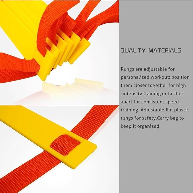 Speed Agility Exercise Hurdles with Carry Bag, Sport Home Gym Training Ladder, Soccer Football Fitness Faster Footwork Drills Aid, Adjustable Quickness Folder Equipment