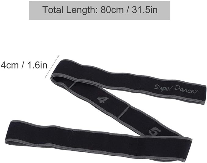 Exercise Strap Yoga Stretch Assist Strap with 8 Numbered Loops, Band for Yoga Pilates Dance and Gymnastics Workout, People Dancing Assistance(Grey)