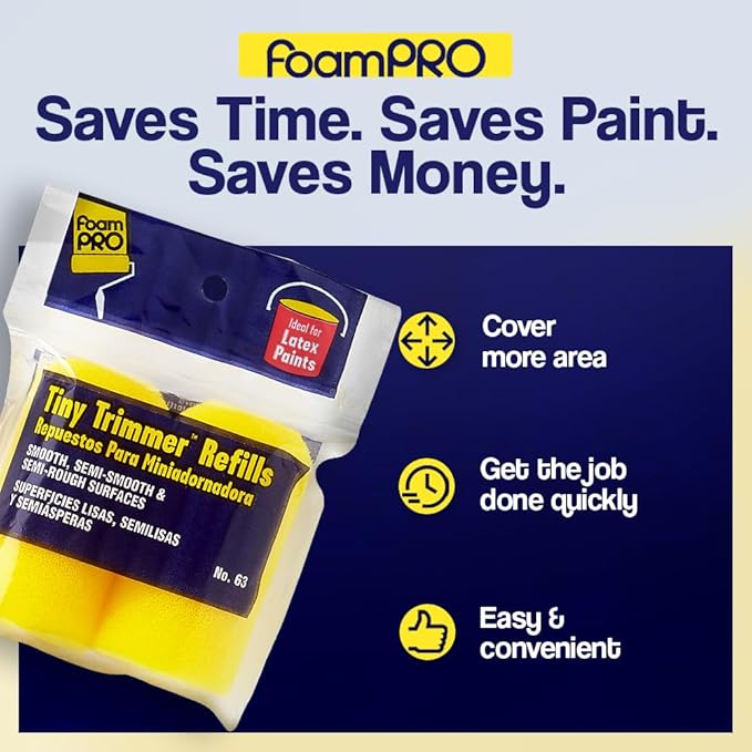 Foam PRO 63 Foam Paint Roller Refills, Pack of 2