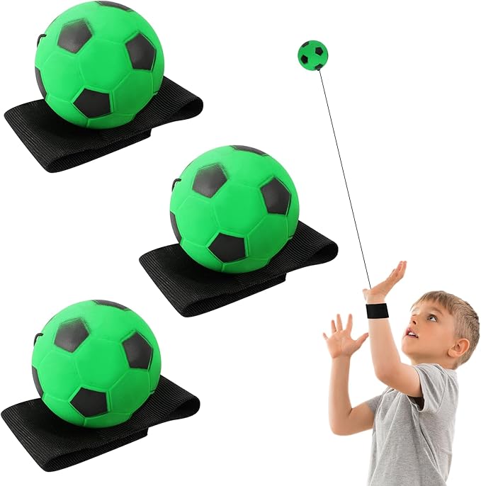 Green Wrist Ball, 2.36 Inch Rebound Ball Bounce Back with Wrist Strap, Rubber Sports Elastic String Exercise Activity and Play for Adults Teens