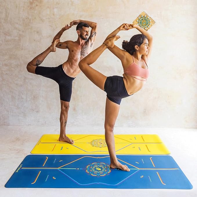 Liforme Printed Yoga Mat Collection - Free Yoga Bag Included - Patented Alignment System, Warrior-like Grip, Non-Slip, Eco-friendly, Sweat-resistant, Long, Wide and Thick for Comfort