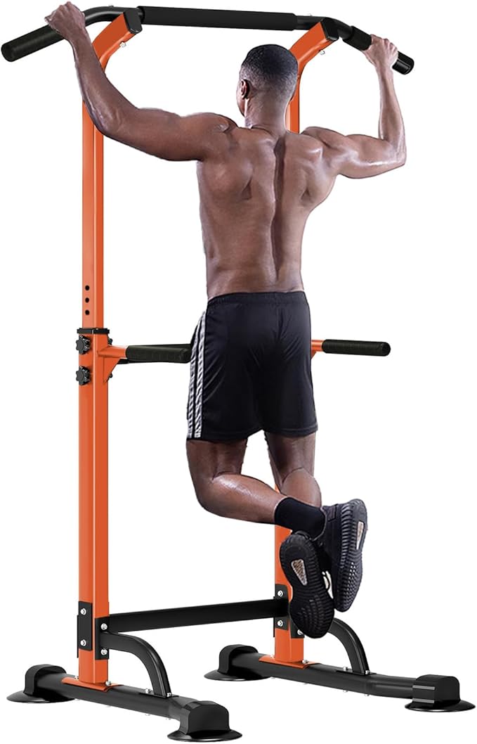 SogesHome Power Tower Pull Up Bar and Dip Station, Height Adjustable Dip Stand Exercise Machine for Home Gym, Multi-Functional Free Standing Strength Training Fitness Workout Station