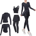 Pilates Set For Women, Four-Piece Yoga Outfit, Xxl Fits 135-150, Includes Jacket, Sports Bra, Long Sleeve Top, Breathable Fabric