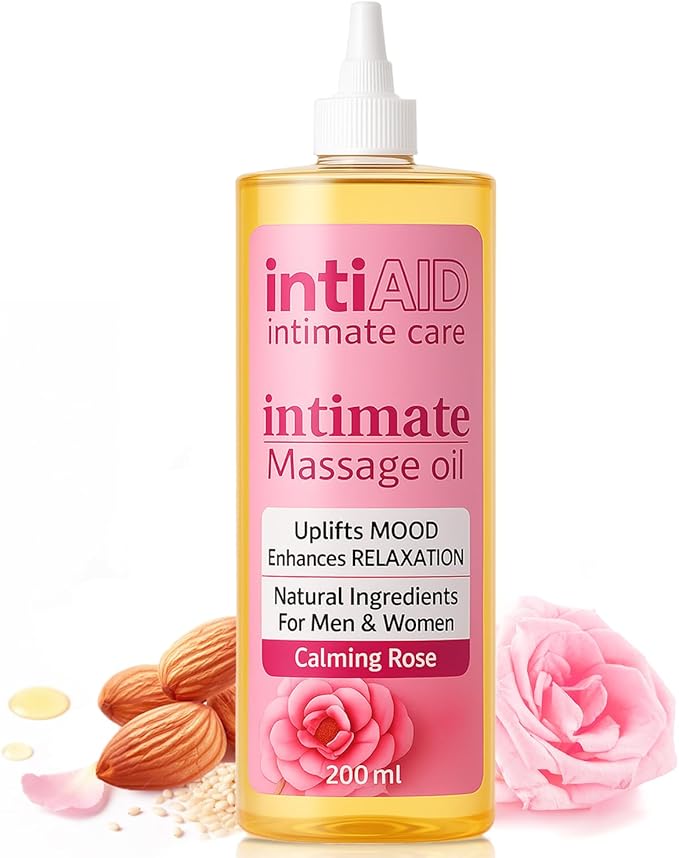 Intimate Body Massage Oil for date nights. Uplifts mood & Enhances Relaxation during Intimate Moments. Gentle & Natural Nourishing Ingredients like Jojoba, Almond Oil & Vitamin E - 7 Fl Oz