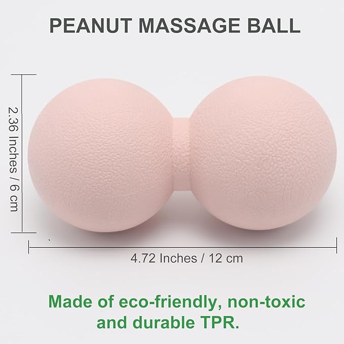 Small Hard Peanut Massage Ball, Double Ball Peanut Roller Mobility Massager Tool for Deep Tissue Massage Physical Therapy Myofascial Release Trigger Point Muscle Relax Pain Relief Acupressure (Pink)