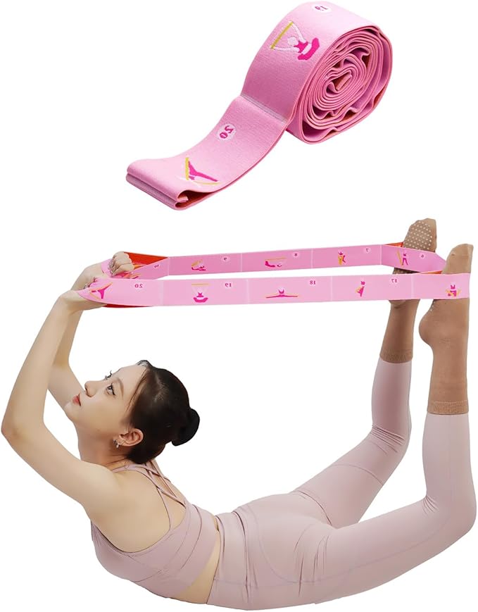 Extra-Wide Yoga Stretch Straps with 11 Loops - Adjustable & Reinforced Stretching Bands for Pilates, Dance, Gymnastics & Physical Therapy, Premium Home Training Equipment