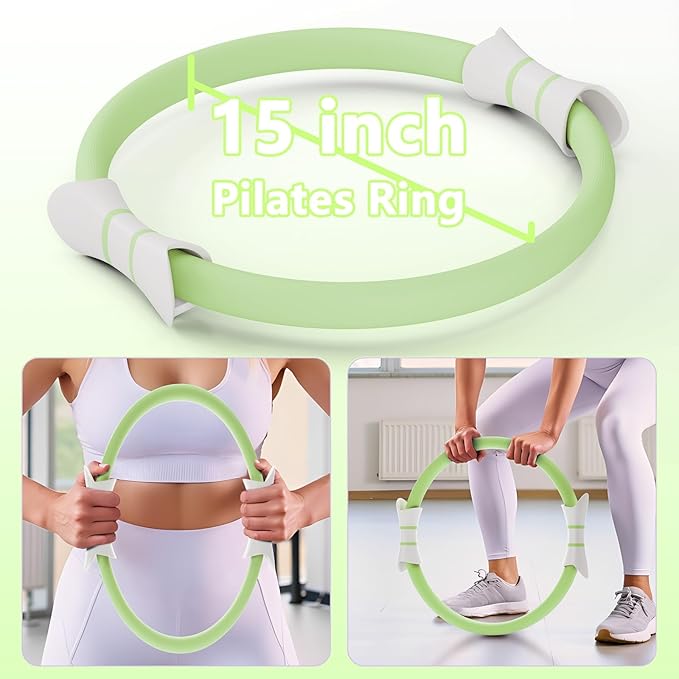 14" Pilates Ring - Magic Circle for Inner Thigh, Arm & Core Toning | Anti-Bend Foam Handles | Home Fitness Gear for Women