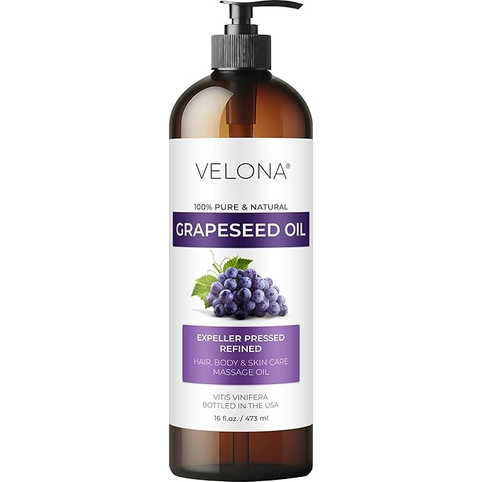 velona Grapeseed Oil 16 fl oz | 100% Pure and Natural Carrier Oil | Refined | Skin, Face, Body, Hair Care | Use Today - Enjoy Results
