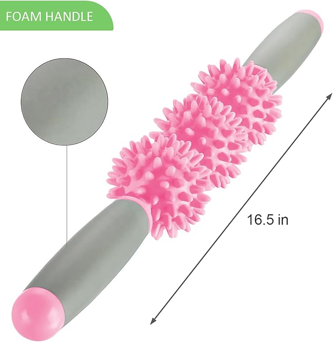 Coolife Fascia Muscle Roller - Cellulite Massager - Fascia Roller for Cellulite and Sore Muscles - Neck, Leg, Back, Body Deep Tissue Massage Stick Tools - 3 Balls Size Version