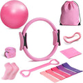 Pilates Ring Essentials Kit for Women，Home Pilates Kit with 9.8” Pilates Balls, Resistance Bands, Yoga Socks, Magic Circle, Carrying Bag, 13-Piece Home Workout Set