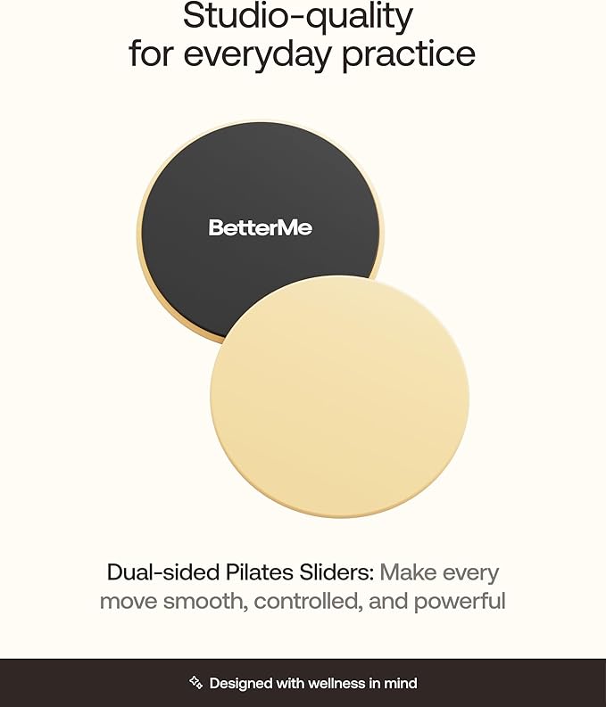BetterMe Pilates Sliders – Dual-Sided Exercise Sliders for Core Training – Compact Workout Gliders for Home Fitness, Abs & Full Body Workouts