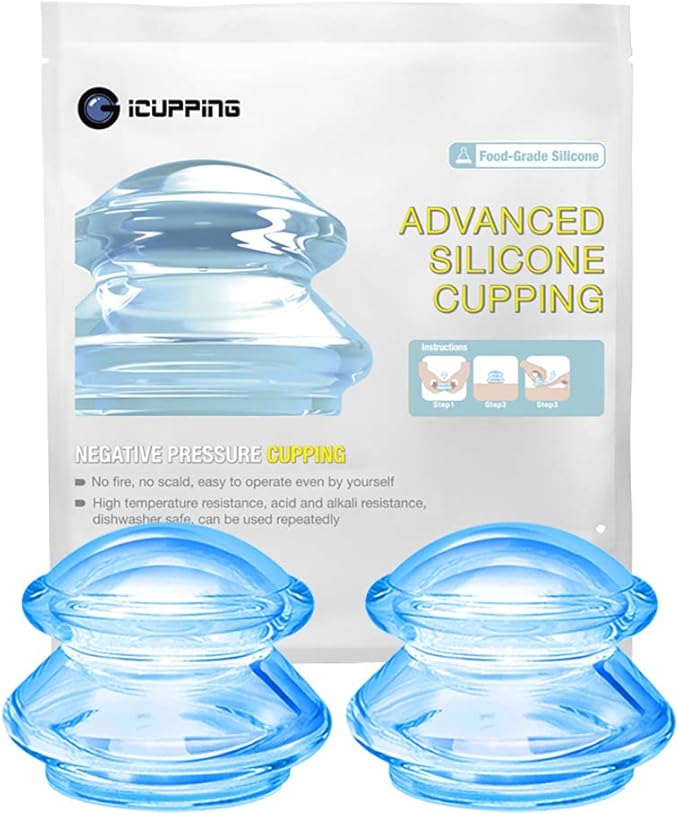 Silicone Cupping Set Vacuum Suction Cupping Therapy Sets for Body Massage, Deep Tissue Myofascial Release, Pain Relief, Muscle Relaxation & More (M (2 pcs))