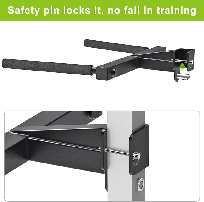 Kipika Y-Shaped Dip Bar for Power Cage with 5/8" or 1" Hole - Dip Bar Attachments for Home Gym - Heavy Duty Power Rack Attachments - Squat Rack Accessories for Strength Training
