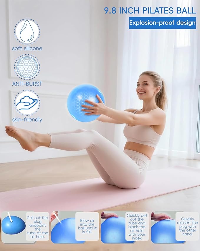 KABCON Pilates Kit for Home, Women Beginners Workout Essentials Set with 13" Ring, 9.8" Ball, Resistance Bands & Guide, 13/14/16 PCS Compact Pilates Equipment
