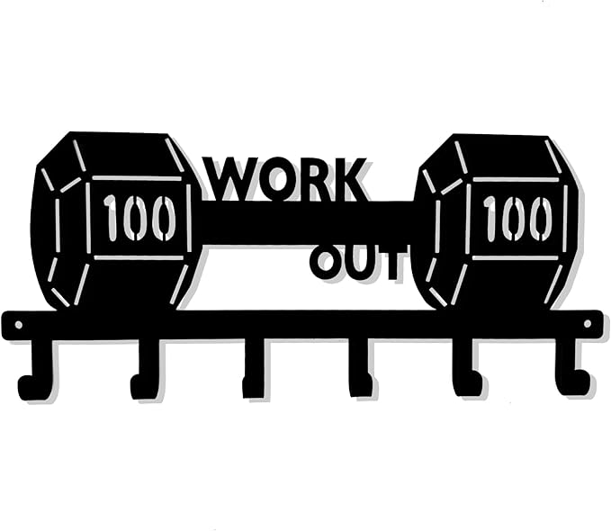 Gym Wall Decor Storage Holder – Motivational Gym Signs & Home Gym Storage Rack for Workout Room – Fitness Accessories & Organization for Garage Gym