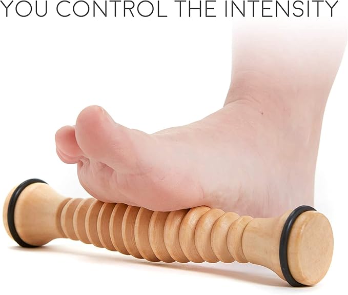 Body Back Wooden Foot Roller and Foot Star® Massager Ball Bundle Plantar Fasciitis Relief