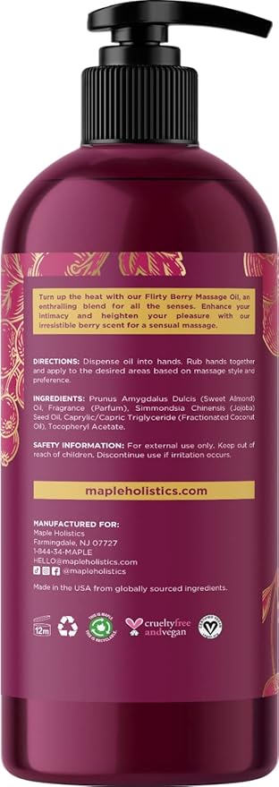 Maple Holistics Massage Oil Kit - Aromatherapy Lavender and Flirty Berry Oils for Massage Therapy and Sensual Aromatherapy - Made With Pure Essential Oils
