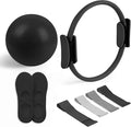 Pilates Essential Kit - Portable Fitness Equipment - with Toning Pilates Ring & Long Resistance Bands & Loop Bands & Soft Ball & Grip Socks
