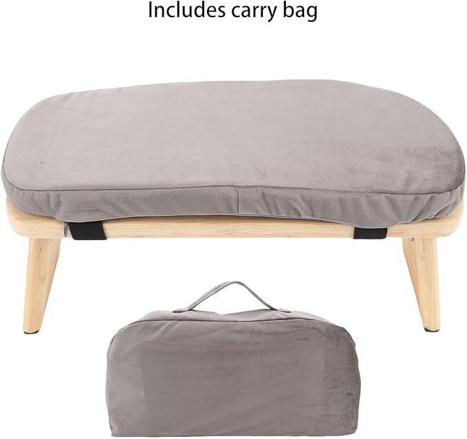 Wooden Meditation Bench, Ergonomic Detachable Kneeling Stool with Soft Cushion for Yoga and Meditation, Minimalist Design Home Use (Grey)