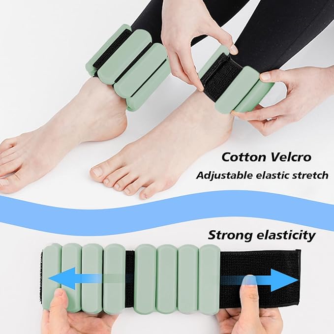 Wrist and Ankle Weights for Women & Men 2 Pack (1lb Each), Adjustable Silicone Wearable Arm & Leg Weights for Pilates, Gym, Yoga, Cardio, Strength Training