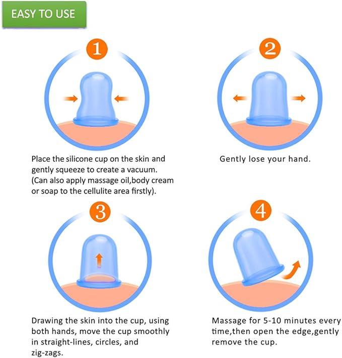 Cupping Therapy Sets 7Pcs Silicone Anti Cellulite Cup Vacuum Suction Massage Cups Facial Cupping Sets Body and Face Massager for Adults Home Use (Blue)