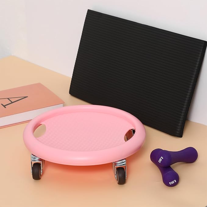 Ab Roller Board Four-wheeled Fitness Ab Roller Wheel with Mat Multi-directional Board for Home Workout Men and Women