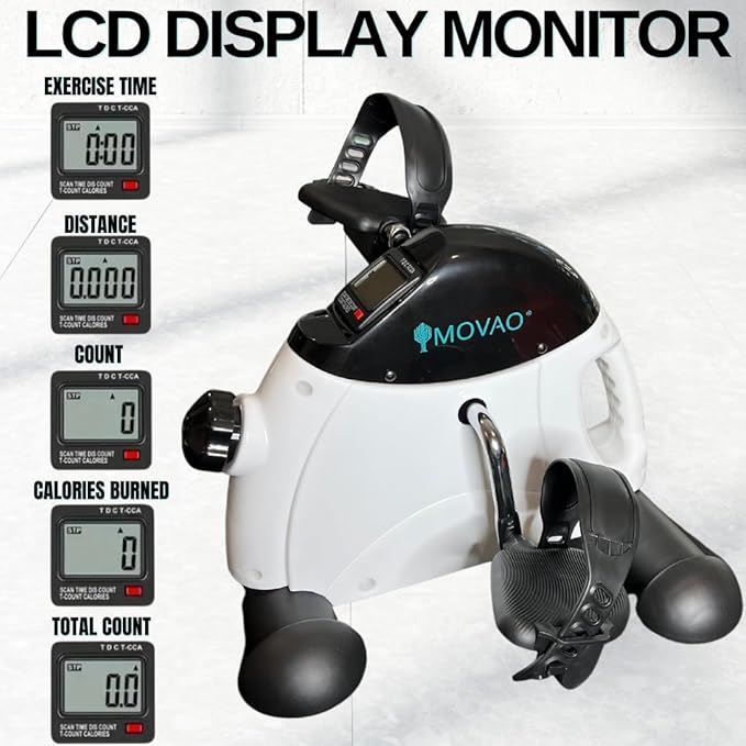 Under Desk Bike Mini Exercise Bike with Upgraded Wide Pedals & Easily Adjustable Strap for Leg Cycling Exercise Portable Bike with LCD Display and Adjustable Tension