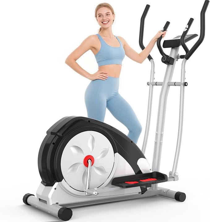 Elliptical Exercise Machine,Ultra-Quiet Drive Elliptical Machine for Home,Ancheer Elliptical Magnetic Resistance,Pulse Sensor Built-in,LCD Monitor,Elliptical Exercise Machine 350lb Weight Capacity